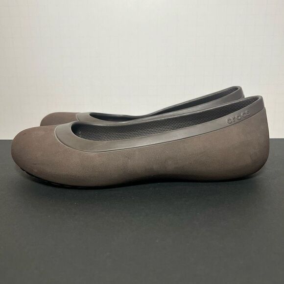 Womens CROCS Dark Brown Slip On Ballet Flats / Size 7 - Picture 4 of 9